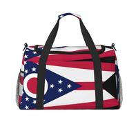 Ohio State Flag Sac de sport de voyage avec fermetures éclair et poignées, grand sac marin pliable pour les vacances en famille, Noir, One size