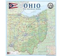Ohio State Physical Poster Map - 41,5 x 45,7 cm - Papier laminé