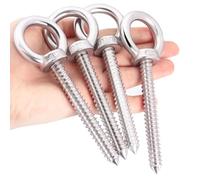 OHIYO 4 Pièces Piton à Visser, Anneau de Levage M10 x 80mm Crochets à œillets Robustes Crochet vis Piton Inox Charge Lourde Avec pas de vis pour Hamacs, Stores, Chaises Suspendues（Argenté）