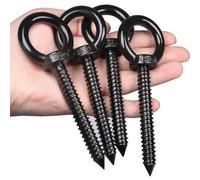 OHIYO 4 Pièces Piton à Visser, Anneau de Levage M10 x 80mm Crochets à œillets Robustes Crochet vis Piton Inox Charge Lourde Avec pas de vis pour Hamacs, Stores, Chaises Suspendues（Noir）