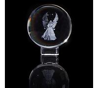 Ohiyoo Boule de cristal ange gardien 3D, ornement ange gardien de 6 cm, ornement en cristal, cadeau ange gardien, boules avec base en cristal (6 cm, ange gardien)