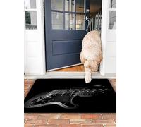 OHJEAJDS Tapis 40x60 cm,Super Absorbant Sèche Rapide,Tapis de Bain pour Portes de Salle de Bain,Salon,Thème de Dessin animé pour Enfants avec Guitare électrique de Musique Rock,Lavable Tapis de Bain