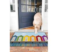 OHJEAJDS Tapis 50x80 cm,Super Absorbant Sèche Rapide,Tapis de Bain pour Portes de Salle de Bain,Salon,Tapis de Paysage Image de cabines de Plage colorées sur Une Vieille jetée e,