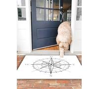 OHJEAJDS Tapis 50x80 cm,Super Absorbant Sèche Rapide,Tapis de Bain pour Portes de Salle de Bain,Salon,Boussole, Boussole dessinée à la Main Rose des Vents Nord et Sud Est Ouest,