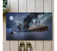 OHJEAJDS Tapis 50x80 cm,Super Absorbant Sèche Rapide,Tapis de Bain pour Portes de Salle de Bain,Salon,Le paquebot Titanic après Avoir heurté Un Iceberg en 1912 au Large de Terre,