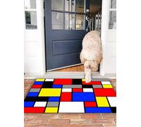 OHJEAJDS Tapis 50x80 cm,Super Absorbant Sèche Rapide,Tapis de Bain pour Portes de Salle de Bain,Salon,Art, Design Pop de Style Mondrian avec des carrés colorés aux Couleurs vive,