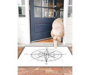 OHJEAJDS Tapis 50x80 cm,Super Absorbant Sèche Rapide,Tapis de Bain pour Portes de Salle de Bain,Salon,Boussole, Boussole dessinée à la Main Rose des Vents Nord et Sud Est Ouest,