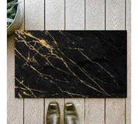 OHJEAJDS Tapis 60x100cm,Super Absorbant Sèche Rapide,Tapis de Bain pour Portes de Salle de Bain,Salon,Œuvre d'art en marbre Noir et Or,