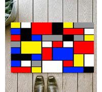 OHJEAJDS Tapis 60x100cm,Super Absorbant Sèche Rapide,Tapis de Bain pour Portes de Salle de Bain,Salon,Art, Design Pop de Style Mondrian avec des carrés colorés aux Couleurs vive,
