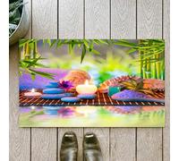 OHJEAJDS Tapis 60x100cm,Super Absorbant Sèche Rapide,Tapis de Bain pour Portes de Salle de Bain,Salon,Spa, Pierres avec Bougies Yoga Oriental Relaxation Chakra,