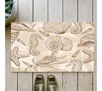 OHJEAJDS Tapis 60x100cm,Super Absorbant Sèche Rapide,Tapis de Bain pour Portes de Salle de Bain,Salon,Animaux Marins Exotiques dans des Coquillages de Style rétro Illustration S,