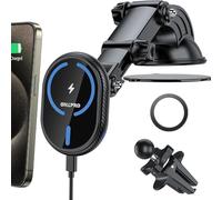 OHLPRO 15W Support Telephone Voiture, Chargeur sans Fil iPhone Voiture pour Tableau de Bord/Grille d'aération Compatible avec iPhone 16/15/14 Série Galaxy S25/S24/S23 GPS