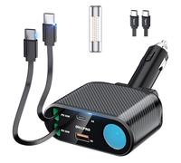 OHLPRO 5 en 1 Chargeur de Voiture Retractable, 168W Multi Prise Adaptateur Allume Cigare USB C, 5 Ports Dual Cable Rapide Charge PD3.0 Allume, Compatible avec iPhone,Samsung, Xiaomi, GPS, Tablette
