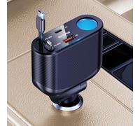 OHLPRO 5 en 1 Chargeur de Voiture Retractable, 168W Multi Prise Adaptateur Allume Cigare USB C, 5 Ports Dual Cable Rapide Charge PD 3.0 Allume, Compatible avec iPhone,Samsung, Xiaomi, GPS, Tablette