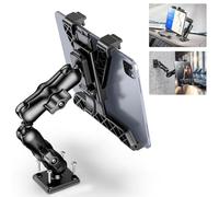 OHLPRO Support de tablette pour camion, support d'iPad robuste pour base de perceuse réglable à 360°, bras en 2 étapes, support de voiture pour tous les iPad Pro de 7" à 11,5", Mini, Samsung Tab