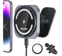 OHLPRO Support de Voiture MagSafe avec Fonction de Charge, Rotation à 360 ° pour iPhone 15 Pro Max, Compatible avec la Série iPhone 15/14/13/12 Support de Téléphone Portable Magsafe Stick sur Le