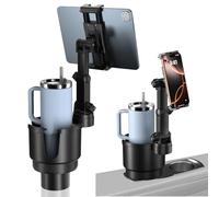 OHLPRO Support Tablette Voiture Gobelet Porte 2-1, Support iPad Voiture 360° Rotation avec Bras Télescopique+Pliable Clip, Compatible 5-13" iPad Pro Air Mini Samsung Kindle iPhone Accessoire Voyage