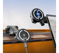 OHLPRO Support Telephone Voiture Magsafe, Chargeur sans Fil Magnétique 15W avec Rotation 360°, Installation Adhésive VHB 3M, Compatible iPhone 16/15/14/13 Pro Max Mini Plus, Aluminium