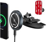 OHLPRO Support Voiture MagSafe 15W pour iPhone 16/15/14/13 Pro Max, Chargeur sans Fil Rapide, Fixation Fente CD & Tableau de Bord, Base Adhésive 3M, Coque Aluminium Magnétique