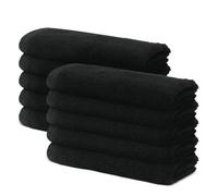 Ôhm Lot de 10 Serviettes Invités 30x50cm | Ensemble de Serviettes de Bain Petite Taille | 100% Coton Premium | Epais 500g/m2 | Linge de Bain Doux & Absorbant | Oeko-TEX | Marque Noir