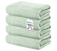 Ôhm Lot de 4 Serviette de Bain Grande Taille Sauge 90x180 cm 100% Coton 500 g/m², Absorbant Grande Dimension Enveloppante pour Adulte Certifiée Oeko-TEX