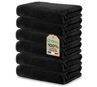 Ôhm Lot de 6 Serviettes de Bain Noir 70x140 cm Grande Taille 100% Coton Haute Densité Ultra Absorbantes Certifiées Oeko-TEX Confort Premium