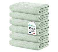 Ôhm Lot de 6 Serviettes de Bain Sauge 70x140 cm Grande Taille 100% Coton Haute Densité Ultra Absorbantes Certifiées Oeko-TEX Confort Premium