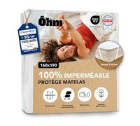 Ôhm Protège Matelas 160x190 cm Alèse Imperméable en Coton - 4 Coins Elastiques et Bonnet 40 cm - Anti-acariens et Hypoallergénique - Certifié Oeko-TEX