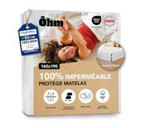 Ôhm Protège-Matelas Imperméable 160x190 cm Coton Anti-Acariens Oeko-Tex