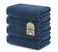 Ôhm Serviette de Bain Coton 70x140 cm Bleu Marine Lot de 4