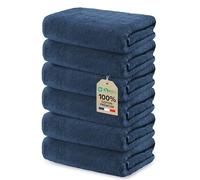 Ôhm Serviette de Toilette Coton 50x100 cm Bleu Marine Lot de 6