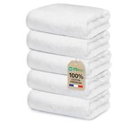 Ôhm Serviette Visage Coton 30x30 cm Blanc Lot de 5