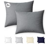 Ohm Taie d'oreiller 40x40 cm Lot de 2 en 100% Coton Jersey 150 g/m² en Anthracite avec Fermeture éclair - Housse de Coussin Douce pour Coussin de canapé et décoration Respirante et Facile d'entretien