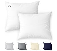 Ohm Taie d'oreiller 40x40 cm Lot de 2 en 100% Coton Jersey 150 g/m² en Blanc avec Fermeture éclair - Housse de Coussin Douce pour Coussin de canapé et décoration Respirante et Facile d'entretien