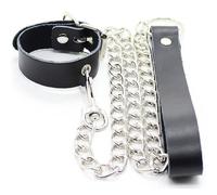 Ohmama fetish - collier pénis et bracelet en cuir avec chaîne métallique