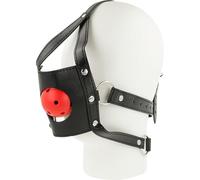 OHMAMA Fetish Harnais avec Bâillon, Cuir Noir, Sangle Réglable avec Clous