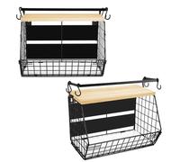 OHMG 2 Etagere Magnetique Frigo & Porte-épices 2 In 1 Range Legumes Cuisine, Rangement et Organisation de Cuisine,Corbeille Fruit et Legumes Panier, Rangement Epices, Mural (35*17*29.5cm（2P）)