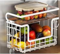 OHMG 2 Panier a Fruit, Panier Corbeille a Fruit Murale pour la Cuisine, Panier Rangement de Fruits et Legumes Crochets pour Fruit Basket, Corbeille en Métal pour Ranger les Fruits et les Légumes