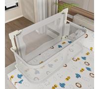 OHMG 3 en 1 Barriere de Securite Enfant Lit,Berceau Cododo pour Bébé, Berceau bébé evolutif,lit Pliant bébé, Lit Cododo de Bébé avec Moustiquaire, fenêtre en Maille Respirante et Visible, 1 à 36 Mois