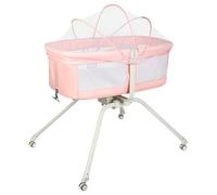 OHMG 3 en 1 Berceau Cododo Bébé Pliable avec Matelas Moelleux,Lit de Voyage avec Inclinaison Réglable,Mode Berçant & Stationnaire,Maille Respirante,Sac de Transport,0-6 Mois (Rose(94 * 70 * 80cm))