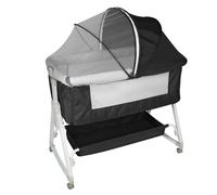 OHMG 3 en 1 Berceau Cododo,Lit Cododo Bebe Pliable,0-36 Mois,20 kg Max,Réglable Inclinaisons et 4 Hauteurs,Système Coulissant,Matelas Confort,Grand Panier (95 * 50 * 98-110cm(Noir))