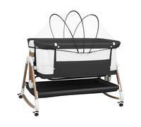 OHMG 3 en 1 Berceau Cododo pour Bébé,Inclinaison&Hauteur Réglable,Lit Cododo de Bébé avec Matelas Moelleux et Moustiquaire 4 Roues,pour 1 à 36 Mois (Noir(90 * 60 * 90-115cm))