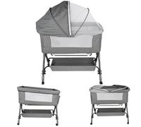 OHMG 3 en 1 Lit Cododo Bébé avec Matelas et Roues,Berceau évolutif,LIT Bebe,Parc Enfant,4 Hauteur Réglable et de l’Inclinaison,Charge 9kg pour 0-5 Mois,104*52*103-115cm (Gris（104*52*100-110cm）)