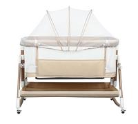 OHMG 3 in 1 Berceau Cododo avec Matelas et Moustiquaire Lit pour Les Bébés de 1 à 36 Mois Pliable Berceau bébé Mobile Lit d'Appoint,Lit cododo,Inclinaison réglables (Blanc cassé（90 * 60 * 90-115cm）)