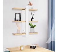 OHMG-3 Niveaux Grande Étagère Murale Longue en Bois Étagère Flottante Ajustable Support Organisateur Suspendu et Décoration pour Maison,Cuisine,Salon,Salle de Bain,Bureau,Chambre (Blanc, 58*50*16cm)