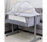 OHMG 4 in 1 Lit Bebe indépendant,cododo avec Matelas,co-Sleeping,du Nouveau-né à 9 kg,Inclinaison réglables, 4 Roues, Fixation au lit des Parents,Aéré,Berceau Cododo avec Matelas et Moustiquaire