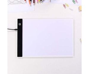 OHMG 4mm Tablette lumineuse A4 dessin,Table lumineuse ultra-mince à luminosité réglable,LED Planche à dessin à la main,Tableau de copie diamond painting avec câble USB pour Le Dessin