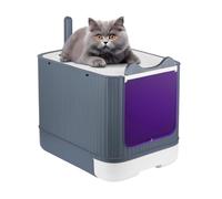 OHMG Bac à Litière Fermé pour Grand Chat,Maison de Toilette avec Couvercle,Plateau Amovible,Litiere Chat Autonettoyante,Capacité de Charge 15 kg,Anti-fuites,Filtre et Pelle à litière
