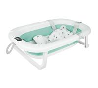 OHMG Baignoire Bebe,Baignoire Pliable Bébé,Baignoire Bébé Avec Thermometre Digital,Coussin De Bain,Baignoire Bebe Pliable,Compacte Portable,Cadeau IdéAl Pour Nouveau-Né