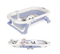 OHMG Baignoire Bébé Pliable Avec Thermomètre Intégré,Baignoire Enfant Convient aux Nouveau-Nés aux Tout-Petits et Dispose d'un Tapis Antidérapant et de Trous de Drainage,Bassin de Douche Portable